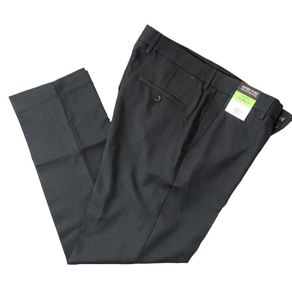 Haggar Performance Dress Pants Men 32x30 Super Flex Waistband Polyester Black